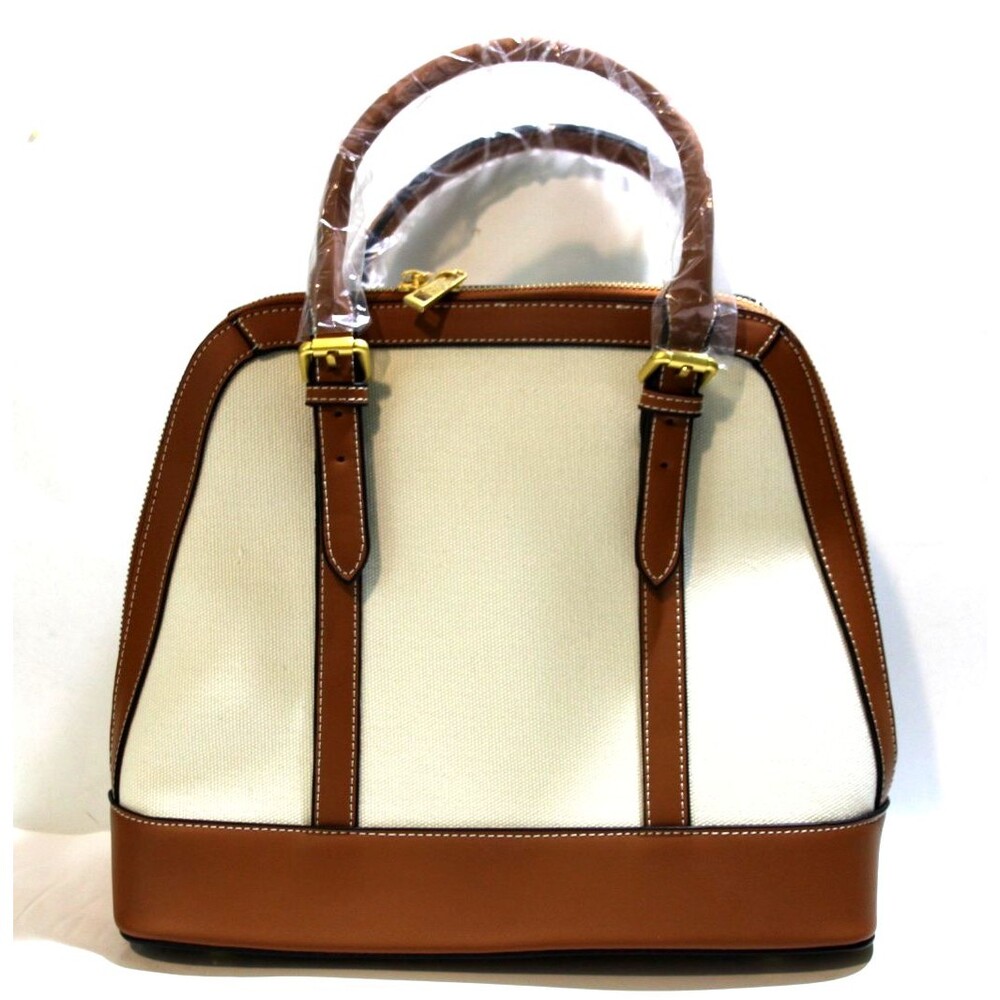 Boog Brown Beige Two Tone Vegan Leather Handbag Crossbody Backpack Zip Purse